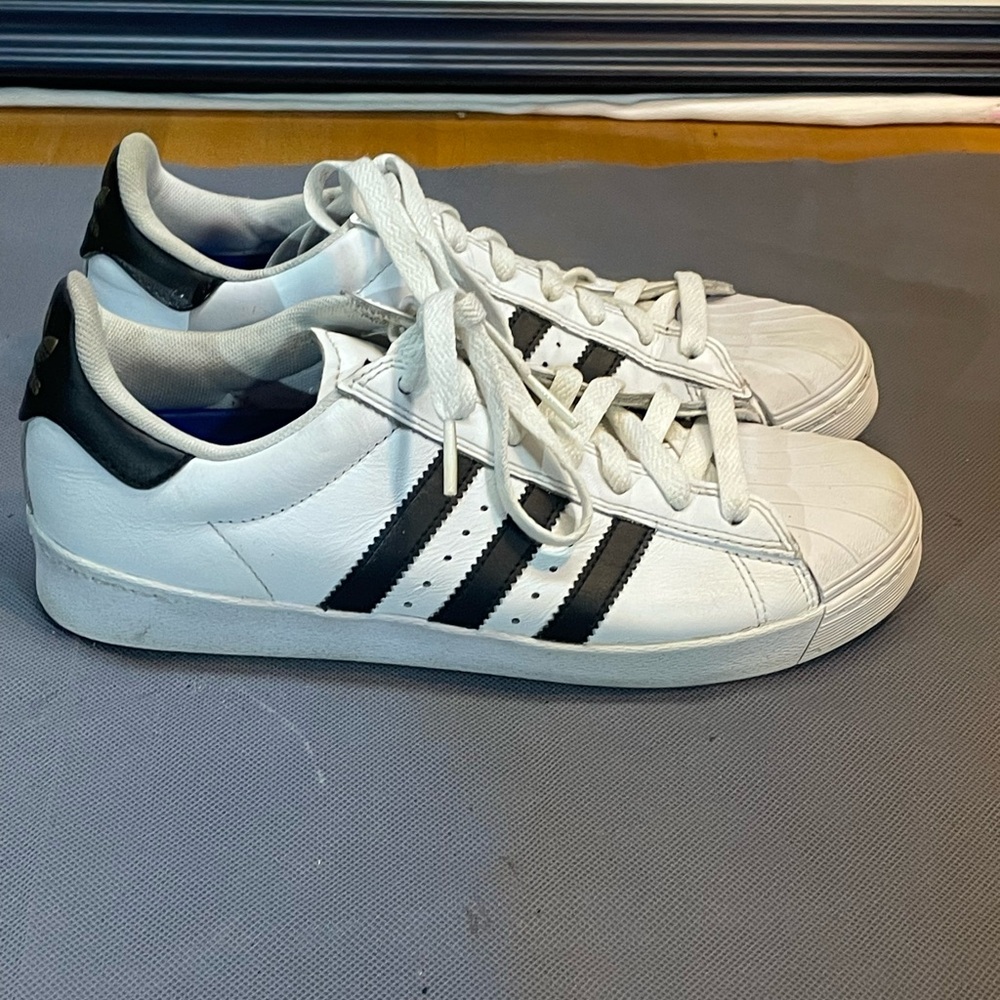 Adidas White Shoerstar Sneakers with Black Stripes